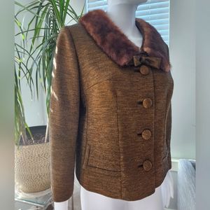Ladies vintage cigarrete jacket with real mink collar. Fits petite sz.6 reg 2-4